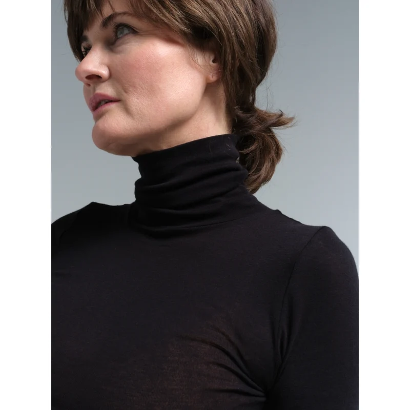Nouveau Cotton Roll Neck Blouse Black