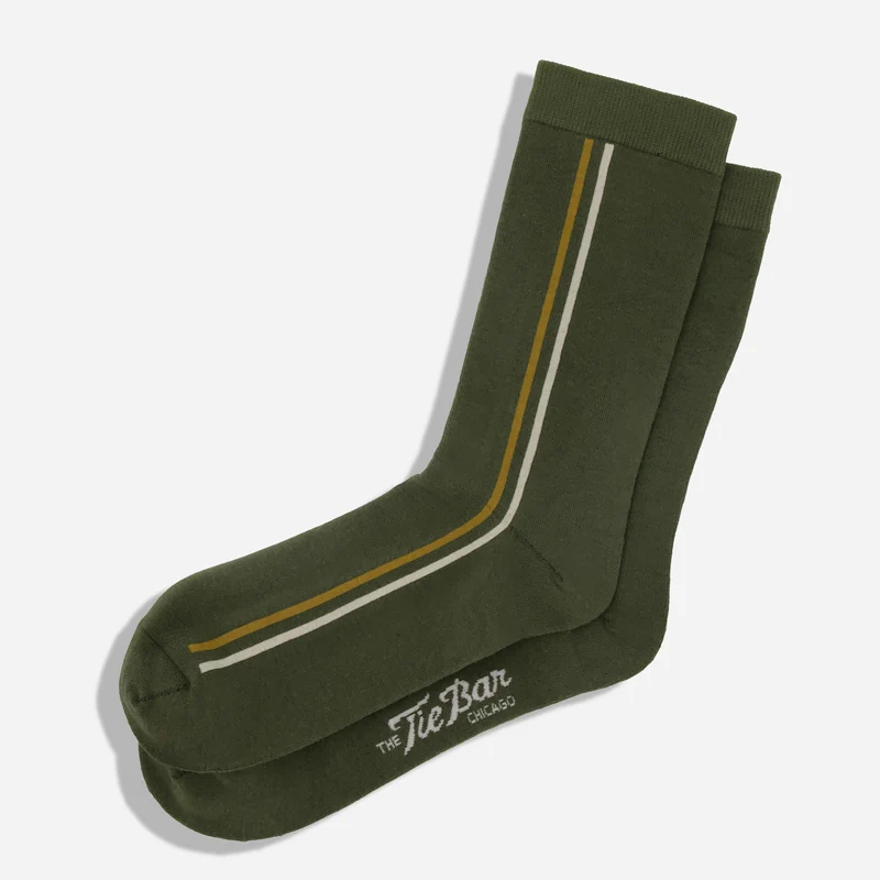 Halsted Stripe Olive Dress Socks