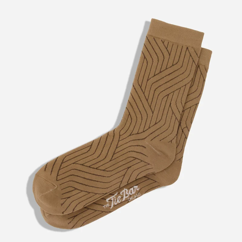 Oak Geo Latte Dress Socks