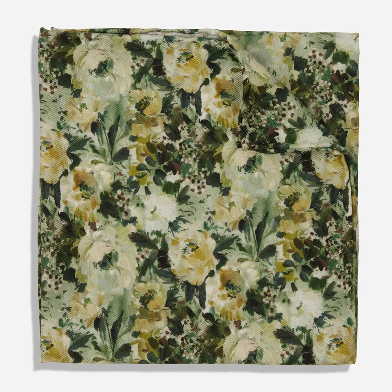 Kelly Ventura x The Tie Bar Peonia Forest Pocket Square