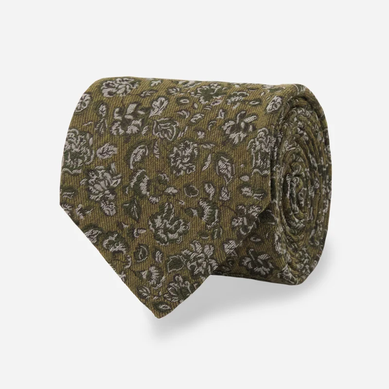 Capri Floral Olive Green Tie