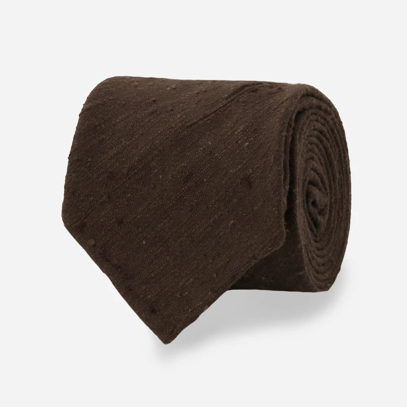 Como Solid Silk Shantung Chocolate Brown Tie