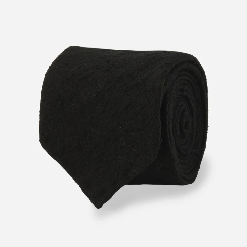 Como Solid Silk Shantung Black Tie