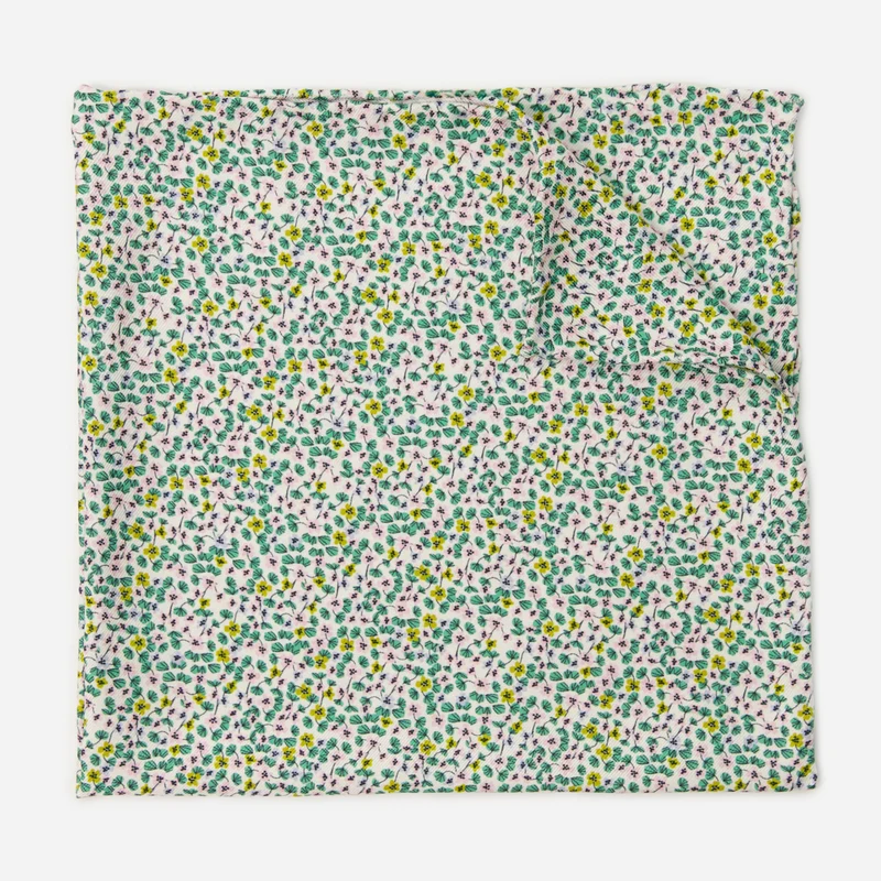 Leah Duncan x The Tie Bar Nasturtium Floral Green Pocket Square