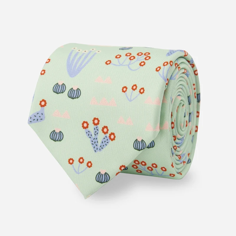 Leah Duncan x The Tie Bar Opuntia Bloom Light Pistachio Tie