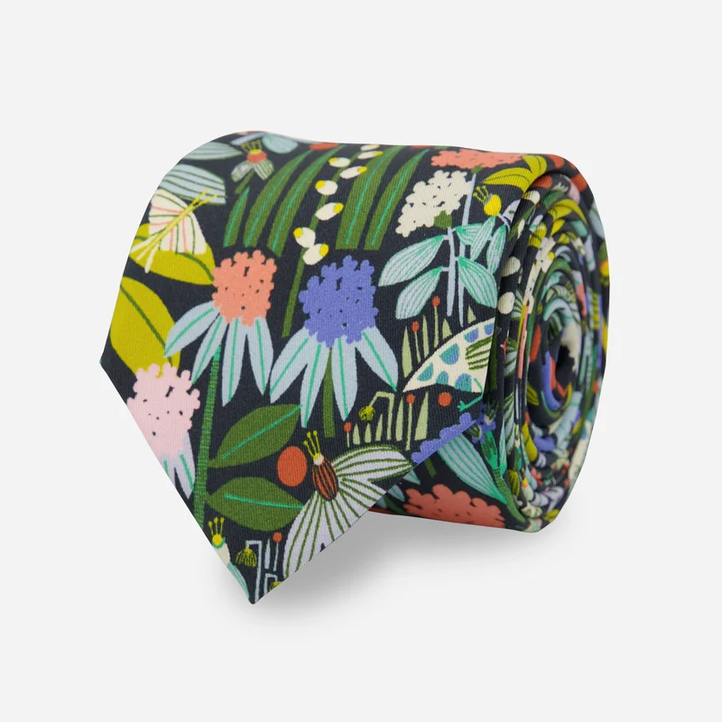 Leah Duncan x The Tie Bar Yesterday Floral Black Tie
