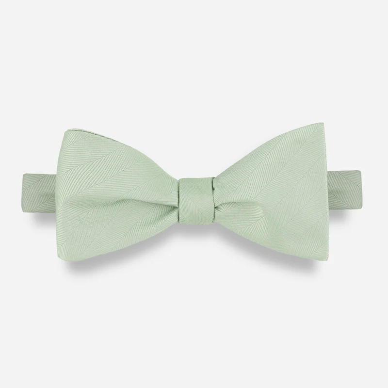 Herringbone Vow Sage Green Bow Tie