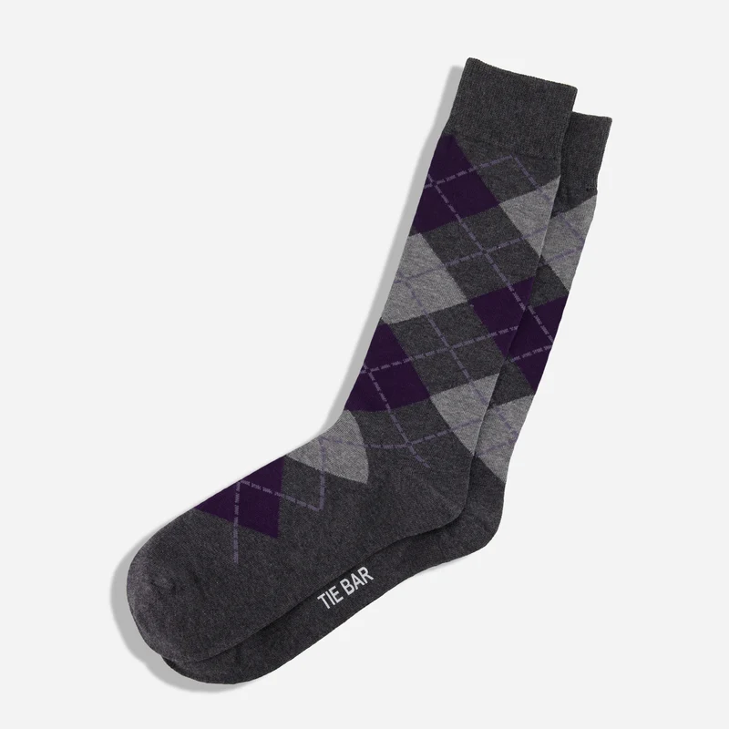 Argyle Charcoal Dress Socks