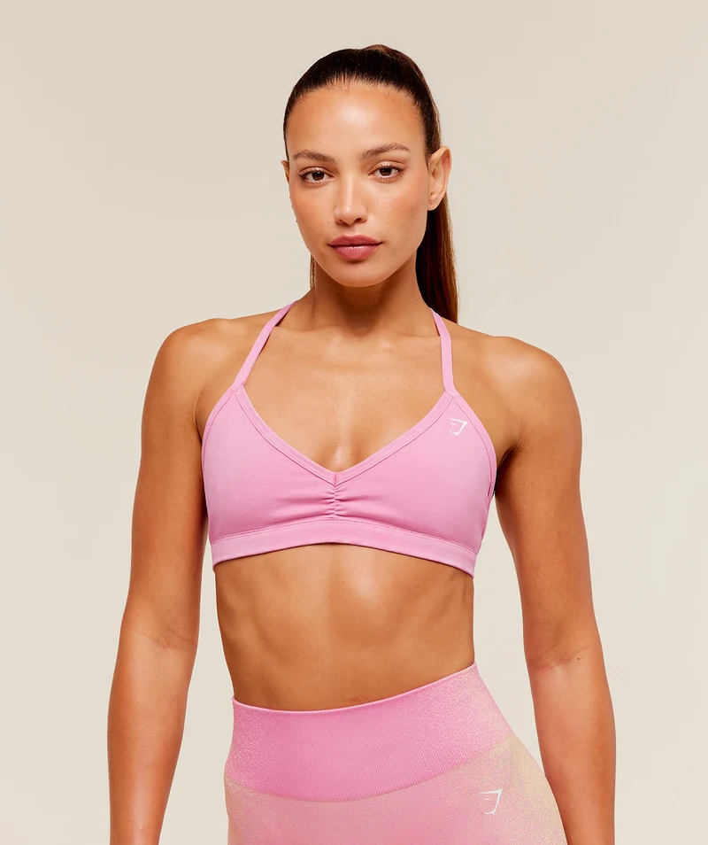 Gymshark Washed Minimal Sports Bra - Focus Pink/Wash