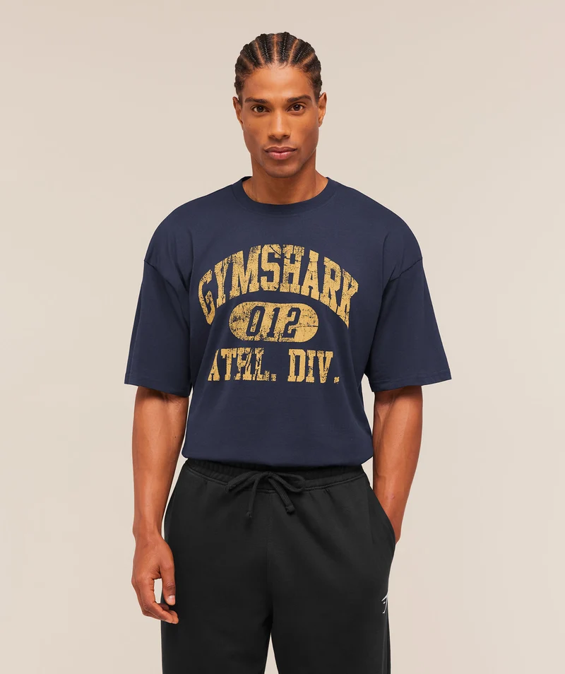 Gymshark Athletic Division Graphic T-Shirt - Heavy Blue