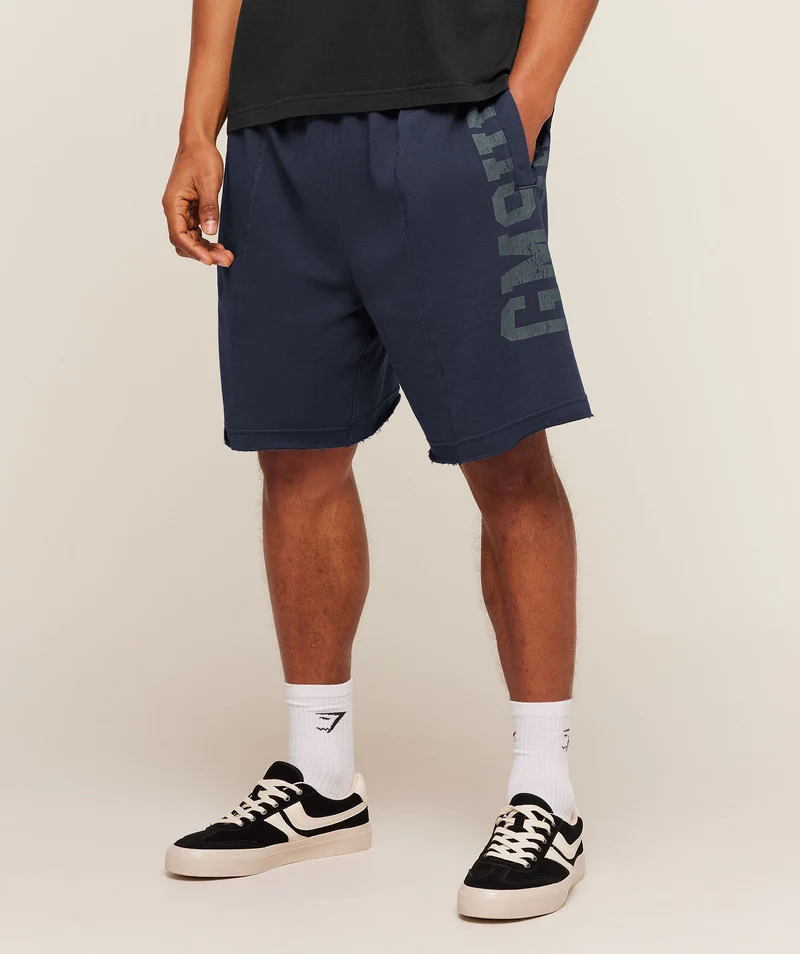 Gymshark Accent Graphic Sweat Shorts - Heavy Blue