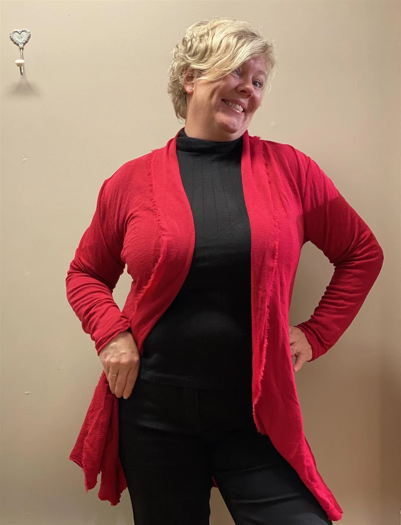 Lang Cardigan Raspberry