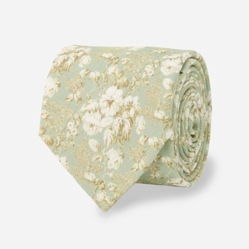 Laura Ashley x The Tie Bar Brompton Floral Sage Green Tie