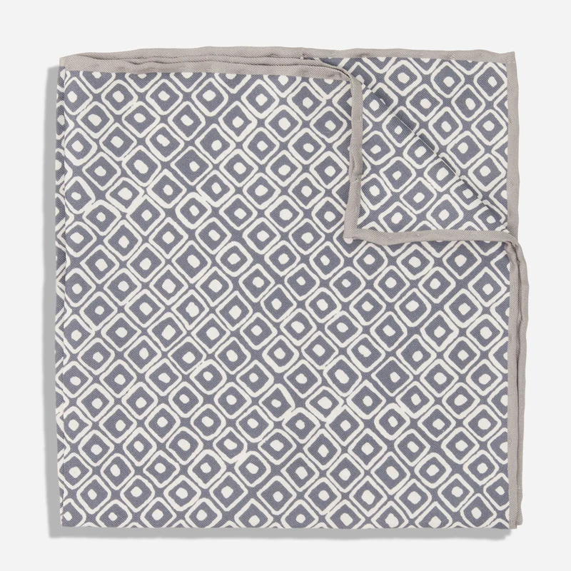 Laura Ashley x The Tie Bar Pelham Geo Grey Pocket Square
