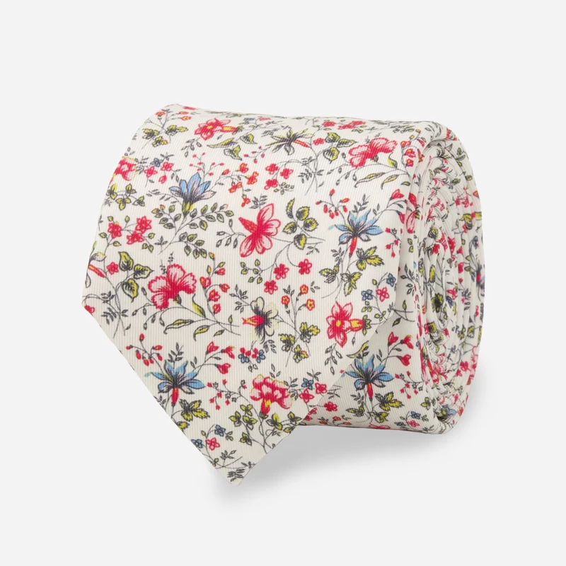 Laura Ashley x The Tie Bar Indienne Floral White Tie