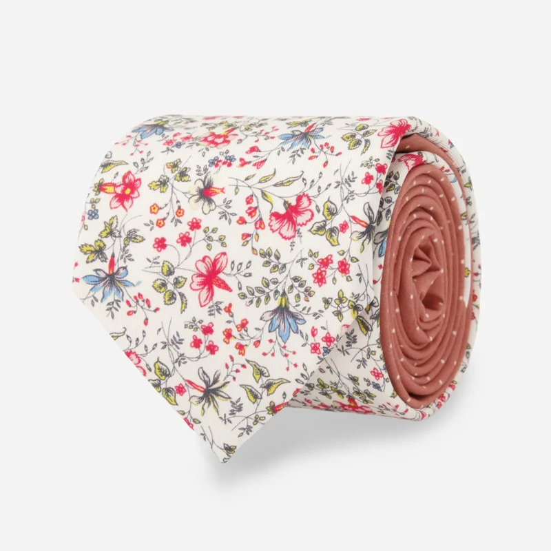 Laura Ashley x The Tie Bar Floral and Dots White Tie