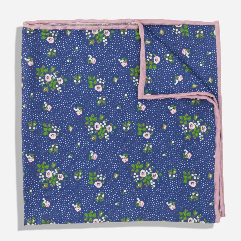 Laura Ashley x The Tie Bar Dainty Roses Navy Pocket Square