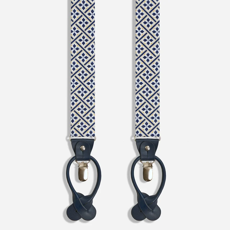 Laura Ashley x The Tie Bar Jones Geo White Suspender