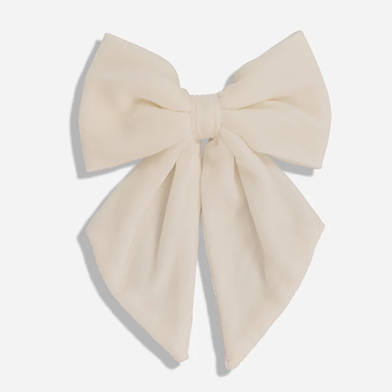 Laura Ashley x The Tie Bar Velvet Ivory Relaxed Bow Tie