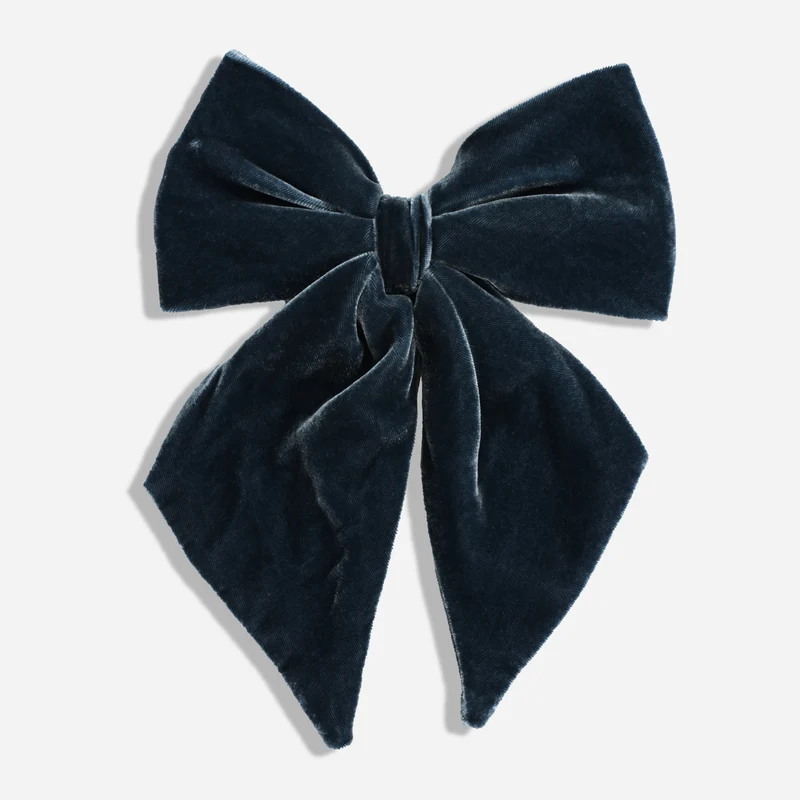 Laura Ashley x The Tie Bar Velvet Navy Relaxed Bow Tie