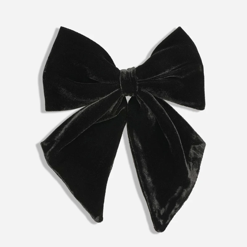 Laura Ashley x The Tie Bar Velvet Black Relaxed Bow Tie