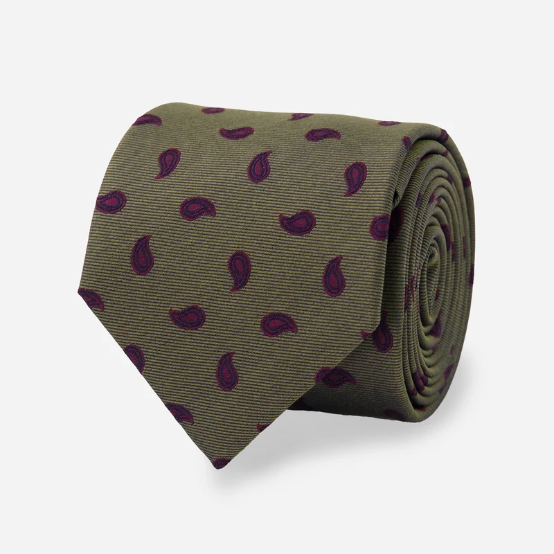 Paisley Prep Olive Green Tie