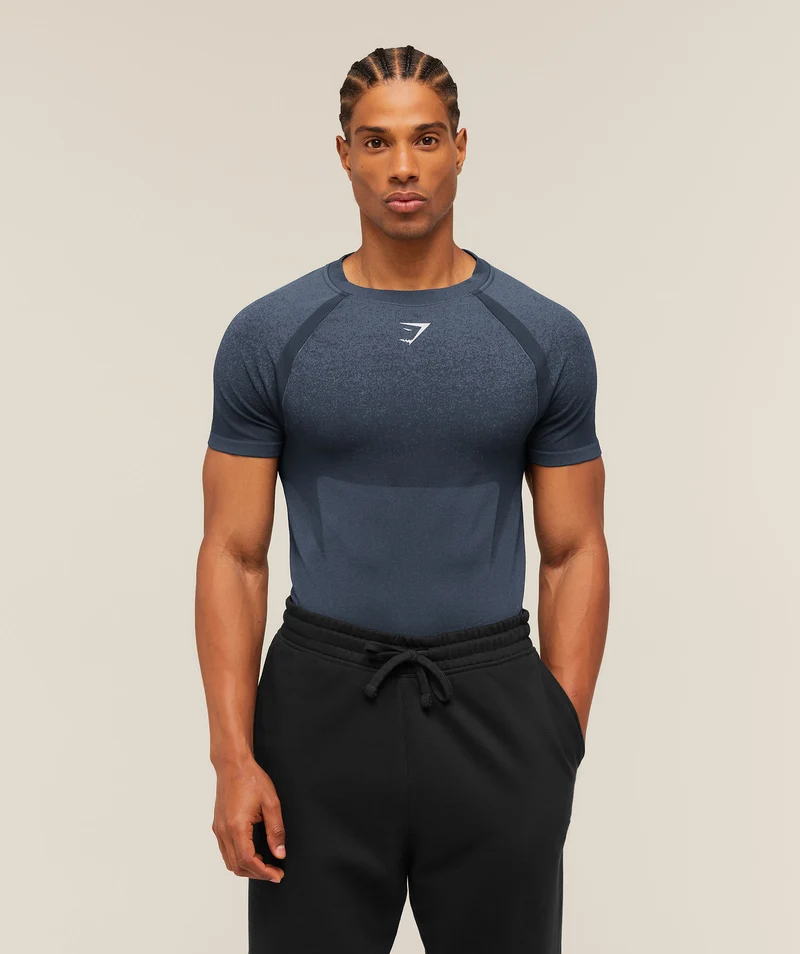 Gymshark Shadow Seamless T Shirt - Heavy Blue