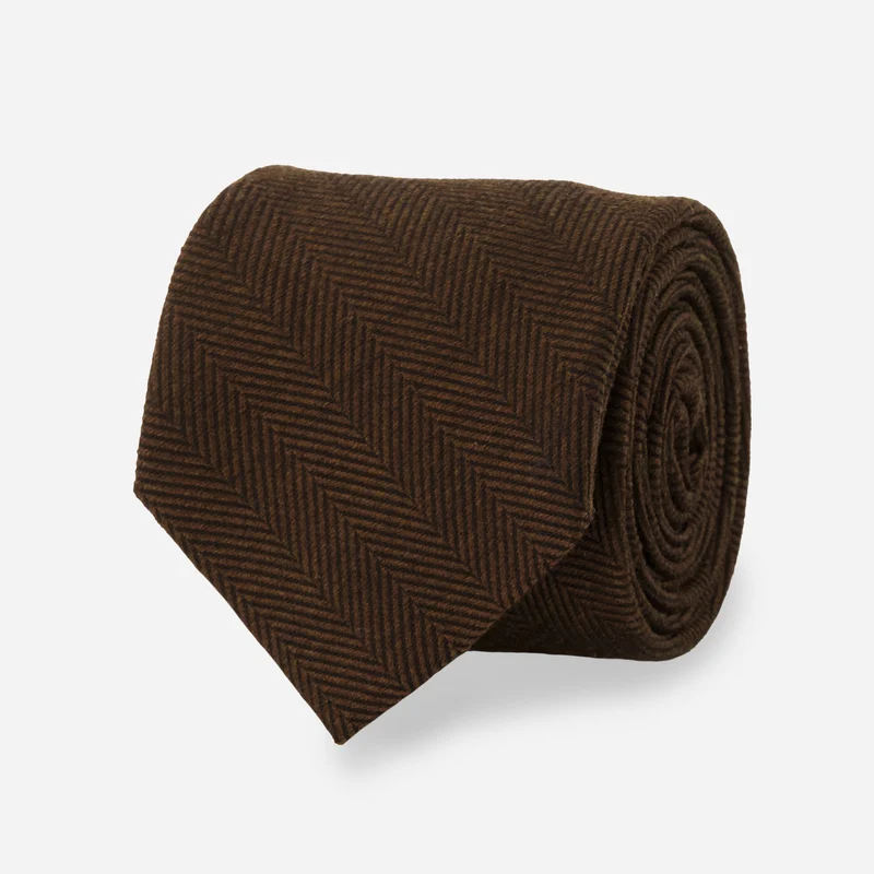 Morgan Herringbone Brown Tie