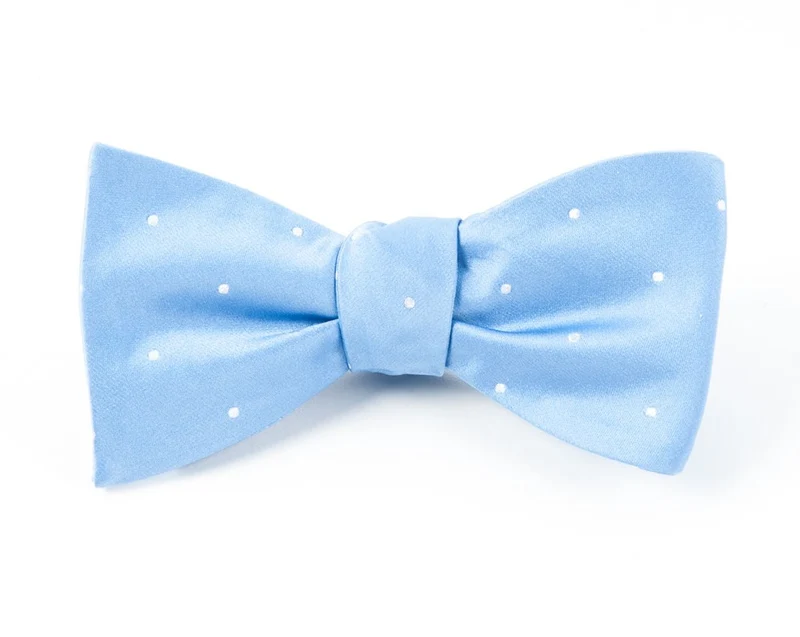 Satin Dot Light Cornflower Bow Tie