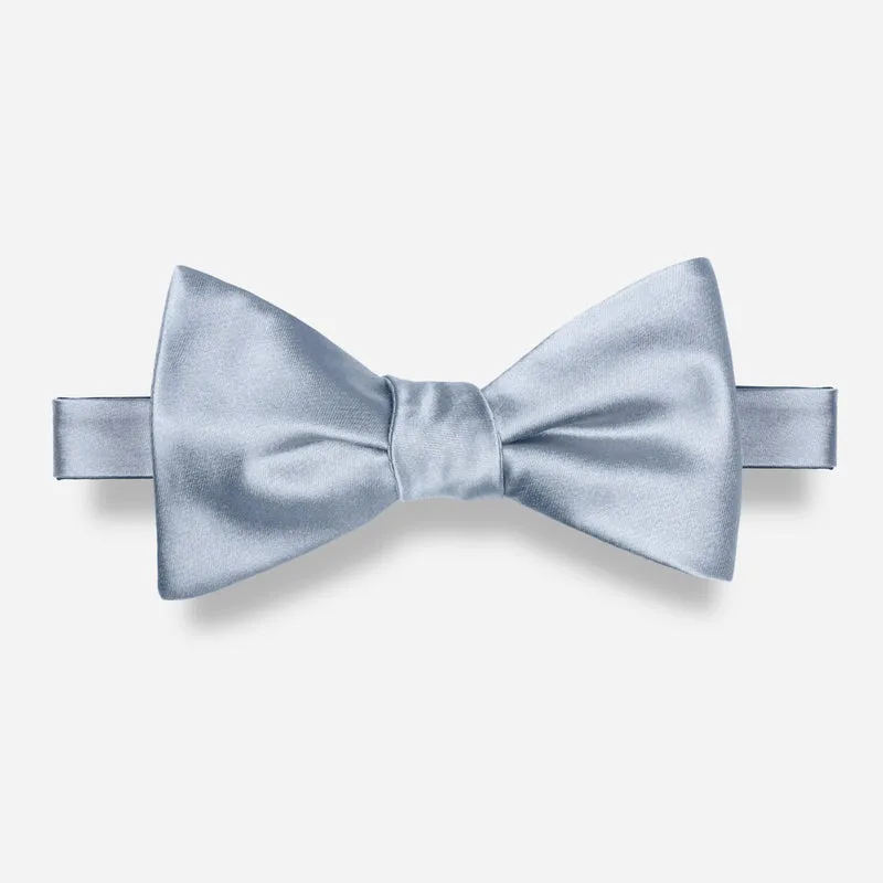 Solid Satin Baby Blue Bow Tie