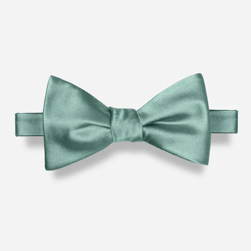 Solid Satin Aqua Bow Tie