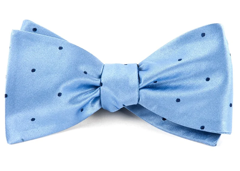 Satin Dot Light Blue Bow Tie
