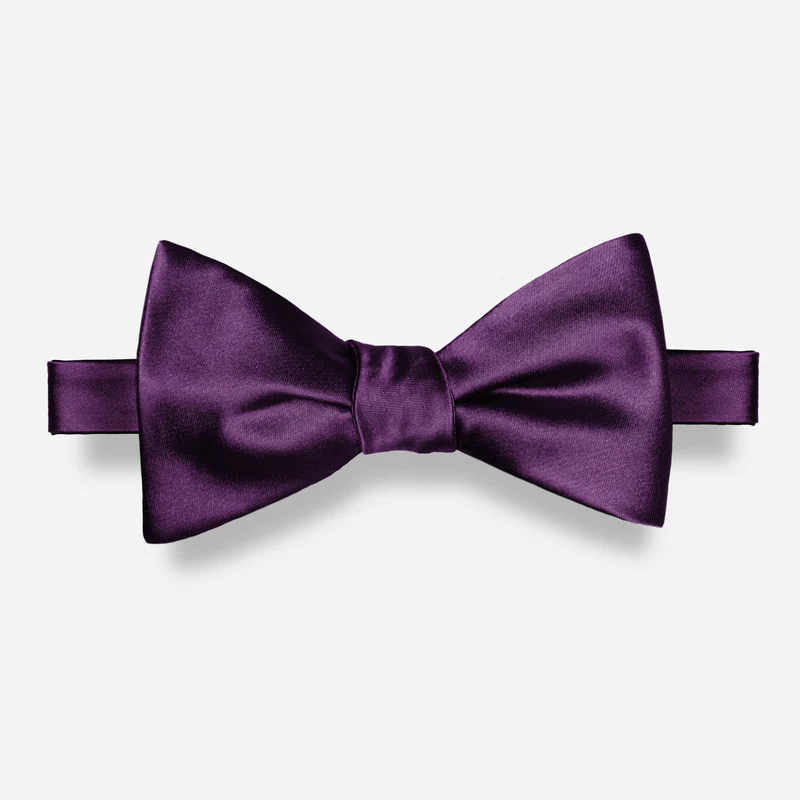 Solid Satin Plum Bow Tie