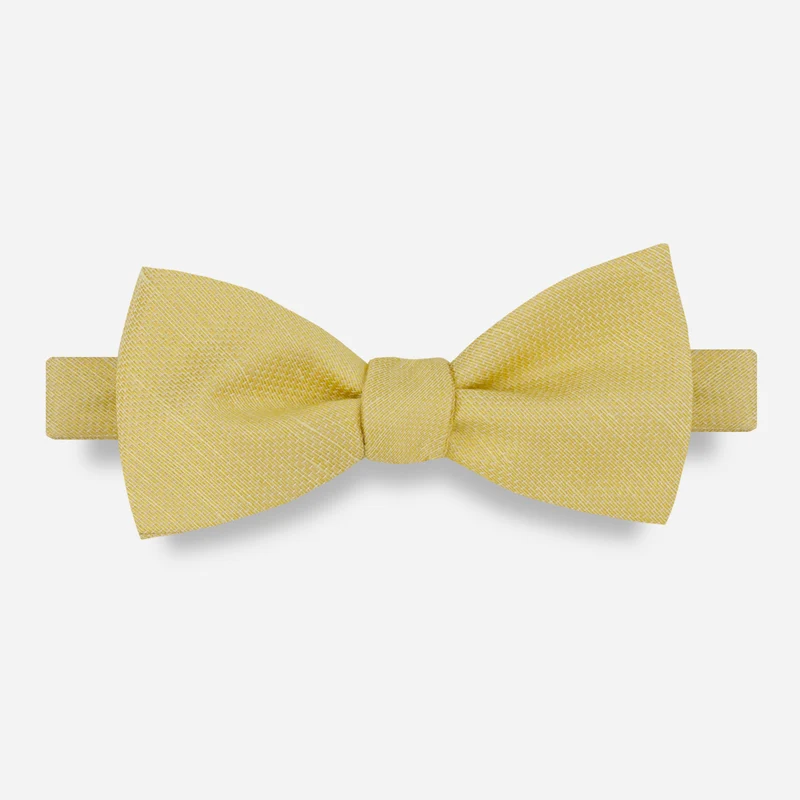 Solid Linen Butter Gold Bow Tie