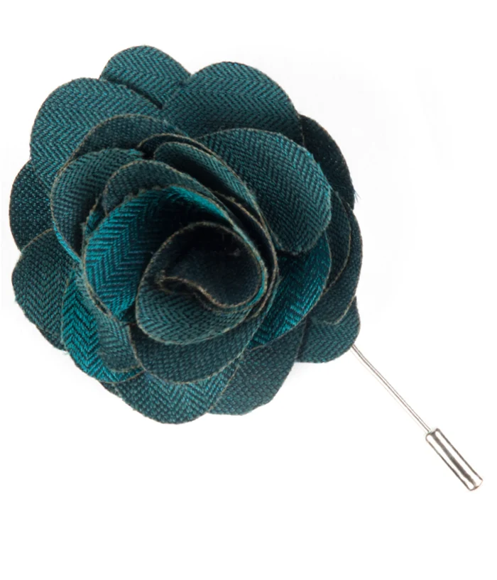 Astute Solid Teal Lapel Flower