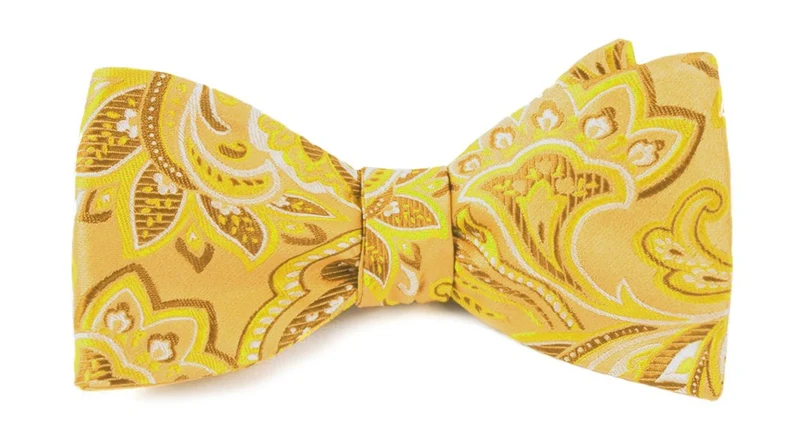Organic Paisley Gold Bow Tie