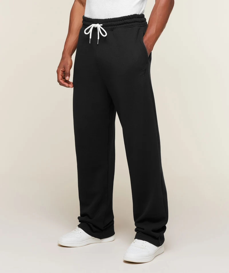 Gymshark Campus Crest Wide Leg Sweatpant - Black
