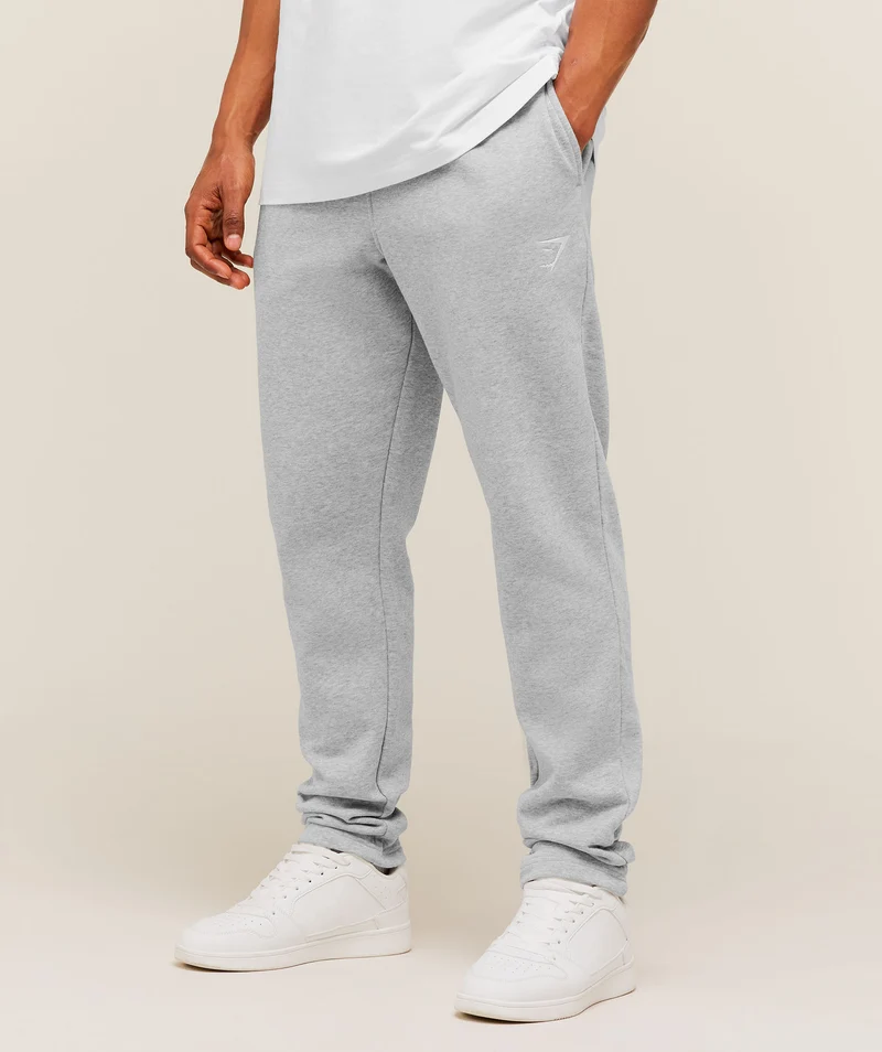 Gymshark Crest Tapered Joggers - Light Grey Core Marl
