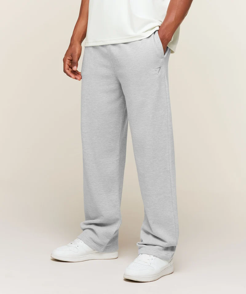 Gymshark Campus Crest Wide Leg Sweatpant - Soft Grey Marl