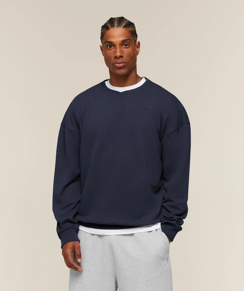 Gymshark Campus Crest Sweatshirt - Heavy Blue
