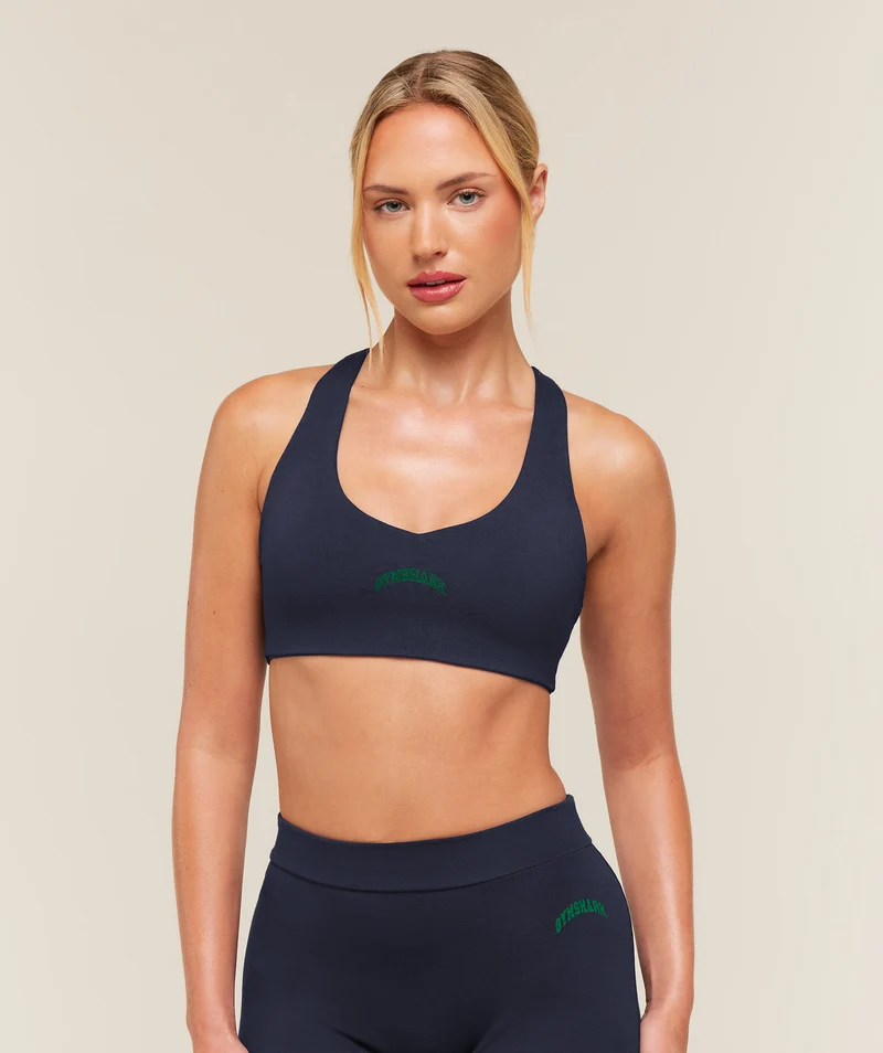 Gymshark Training Campus Cotton Sports Bra - Heavy Blue