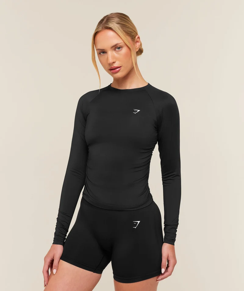 Gymshark Training Ruche Long Sleeve Top - Black