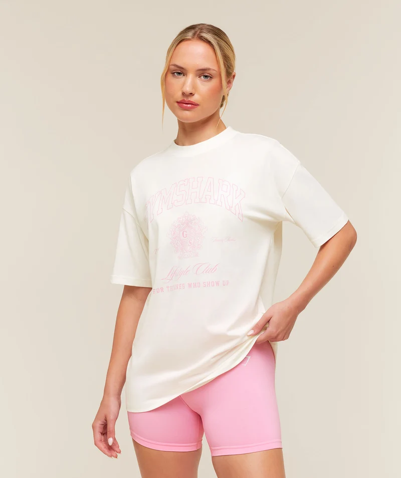Gymshark College Crest Graphic T-Shirt - Soft White