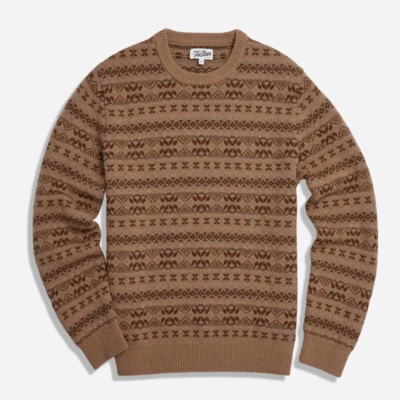 Merino Fairisle Camel Crewneck