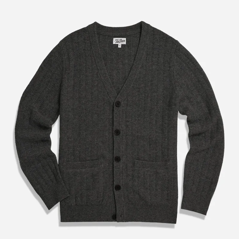 Leisure Merino Charcoal V-Neck Cardigan