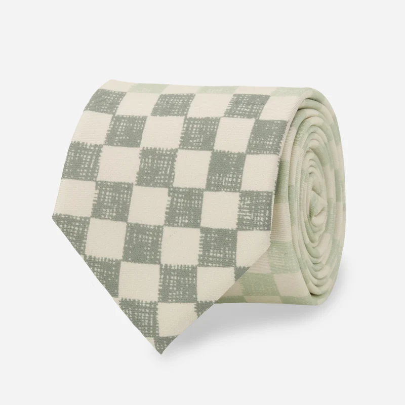Lotta Jansdotter x The Tie Bar Duo Checkered Light Sage Tie