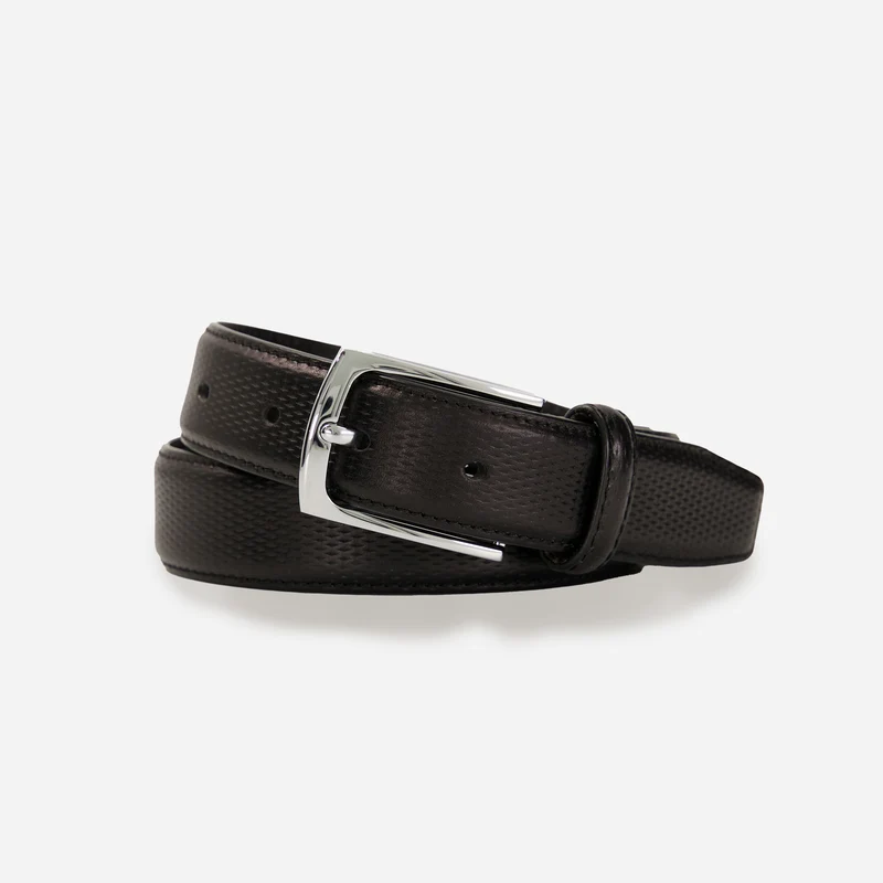 Textured Leather Black Belt