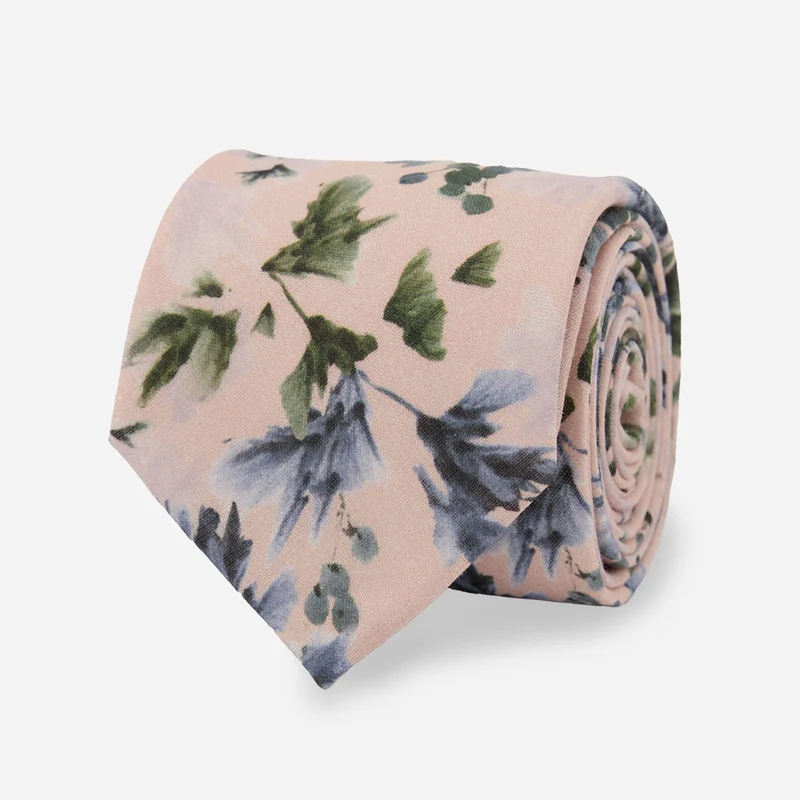 Kelly Ventura x The Tie Bar Blossom Brushstroke Floral Blush Pink Tie