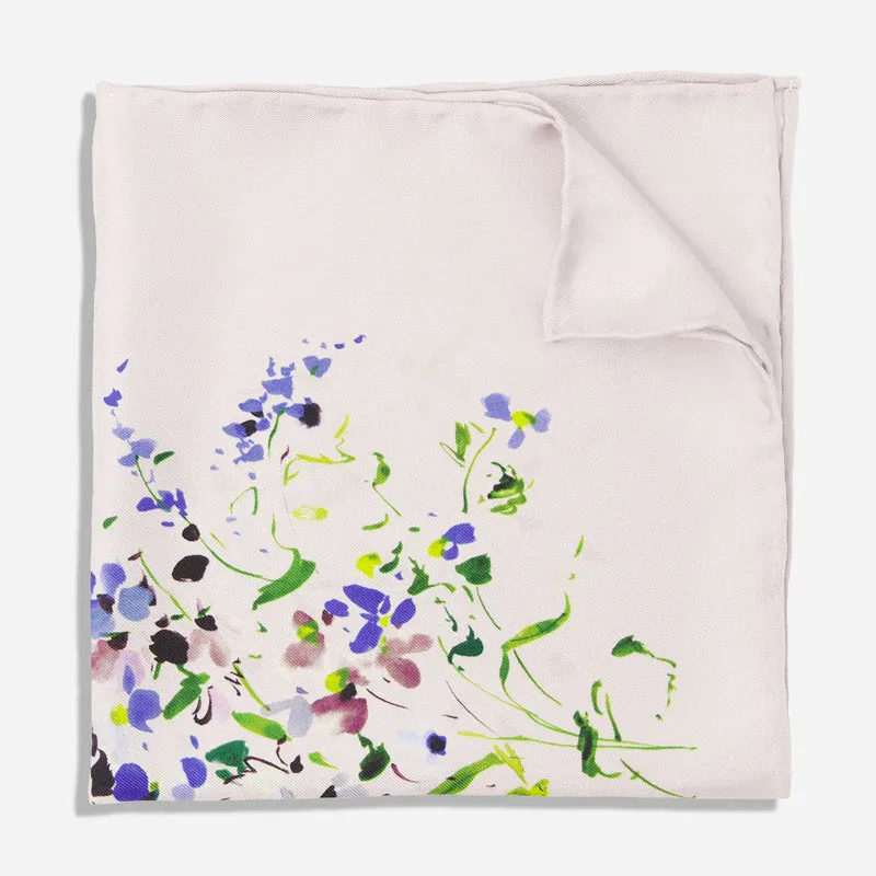 Kelly Ventura x The Tie Bar Floral Impression Lavender Pocket Square