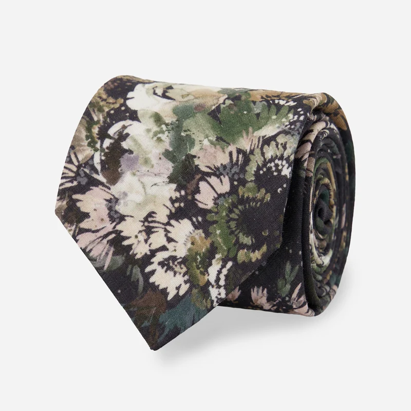Kelly Ventura x The Tie Bar Enchanted Meadow Floral Black Tie